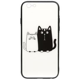 Купить Чехол-накладка TOTO Cartoon Print Glass Case Apple iPhone 6/6s Cats White/Black, фото , характеристики, отзывы