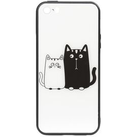 Купить Чехол-накладка TOTO Cartoon Print Glass Case Apple iPhone SE/5s/5 Cats White/Black, фото , характеристики, отзывы