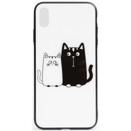 Купить Чехол-накладка TOTO Cartoon Print Glass Case Apple iPhone XS Max Cats White/Black, фото , характеристики, отзывы