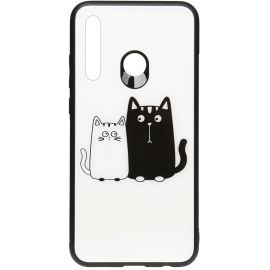 Купить Чехол-накладка TOTO Cartoon Print Glass Case Huawei P Smart+ 2019 Cats White/Black, фото , характеристики, отзывы