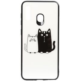 Купить Чехол-накладка TOTO Cartoon Print Glass Case Huawei Y7 2019 Cats White/Black, фото , характеристики, отзывы