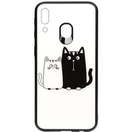 Купить Чехол-накладка TOTO Cartoon Print Glass Case Samsung Galaxy M20 Cats White/Black, фото , характеристики, отзывы
