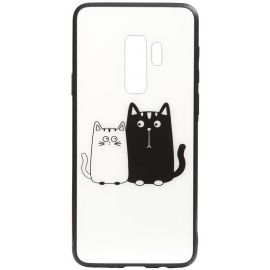 Купить Чехол-накладка TOTO Cartoon Print Glass Case Samsung Galaxy S9+ Cats White/Black, фото , характеристики, отзывы