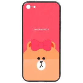 Купить Чехол-накладка TOTO Cartoon Print Glass Case Apple iPhone 7/8/SE 2020 Line friends Brown, фото , характеристики, отзывы