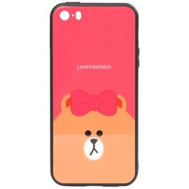 Купить Чехол-накладка TOTO Cartoon Print Glass Case Apple iPhone SE/5s/5 Line friends Brown, фото , характеристики, отзывы