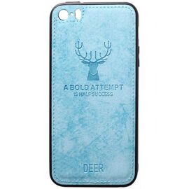 Купить Чехол-накладка TOTO Deer Shell With Leather Effect Case Apple iPhone 5/5s/SE Blue, фото , характеристики, отзывы