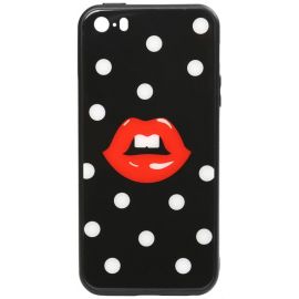 Купить Чехол-накладка TOTO Cartoon Print Glass Case Apple iPhone SE/5s/5 Red Lips, фото , характеристики, отзывы