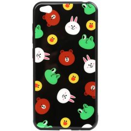 Придбати Чехол-накладка TOTO Cartoon Print Glass Case Xiaomi Redmi Go Line friends Black, image , характеристики, відгуки