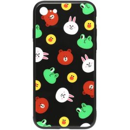 Купить Чехол-накладка TOTO Cartoon Print Glass Case Apple iPhone 7/8/SE 2020 Line friends Black, фото , характеристики, отзывы