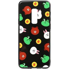 Придбати Чехол-накладка TOTO Cartoon Print Glass Case Samsung Galaxy S9+ Line friends Black, image , характеристики, відгуки