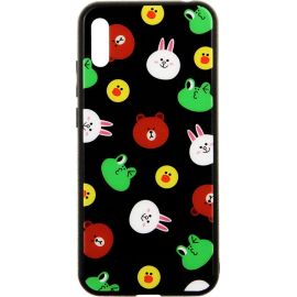 Купить Чехол-накладка TOTO Cartoon Print Glass Case Huawei Y6 2019 Line friends Black, фото , характеристики, отзывы