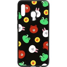 Купить Чехол-накладка TOTO Cartoon Print Glass Case Samsung Galaxy A20/A30 Line friends Black, фото , характеристики, отзывы