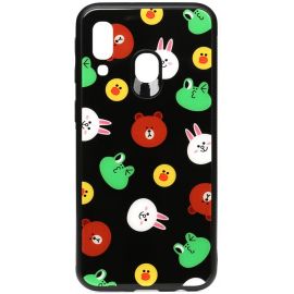 Купить Чехол-накладка TOTO Cartoon Print Glass Case Samsung Galaxy A40 Line friends Black, фото , характеристики, отзывы