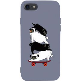 Купить Чехол-накладка TOTO Matt TPU 2mm Print Case Apple iPhone 7/8/SE 2020 #51 Mops Skate Lavander Grey, фото , характеристики, отзывы
