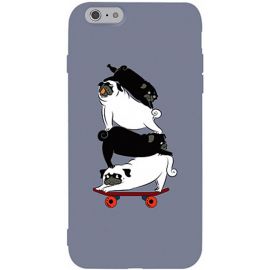 Купить Чехол-накладка TOTO Matt TPU 2mm Print Case Apple iPhone 6/6s #51 Mops Skate Lavander Grey, фото , характеристики, отзывы