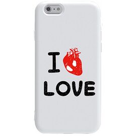 Придбати Чехол-накладка TOTO Pure TPU 2mm Print Case Apple iPhone 6/6s #42 Love Heart White, image , характеристики, відгуки