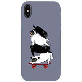 Купить Чехол-накладка TOTO Matt TPU 2mm Print Case Apple iPhone X/XS #51 Mops Skate Lavander Grey, фото , характеристики, отзывы