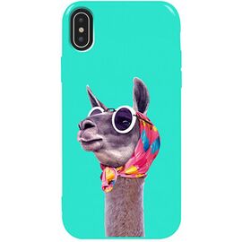 Купить Чехол-накладка TOTO Pure TPU 2mm Print Case Apple iPhone X/XS #8 Lama Glasses Mint, фото , характеристики, отзывы