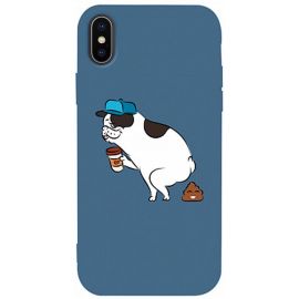 Купить Чехол-накладка TOTO Matt TPU 2mm Print Case Apple iPhone X/XS #50 Mops Kak Navy Blue, фото , характеристики, отзывы