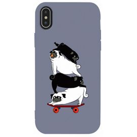 Купить Чехол-накладка TOTO Matt TPU 2mm Print Case Apple iPhone XS Max #51 Mops Skate Lavander Grey, фото , характеристики, отзывы