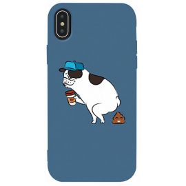 Купить Чехол-накладка TOTO Matt TPU 2mm Print Case Apple iPhone XS Max #50 Mops Kak Navy Blue, фото , характеристики, отзывы