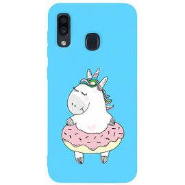 Купить Чехол-накладка TOTO Matt TPU 2mm Print Case Samsung Galaxy A20/A30 #3 Unicorn Donut Sky Blue, фото , характеристики, отзывы