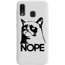 Купить Чехол-накладка TOTO Pure TPU 2mm Print Case Samsung Galaxy A20/A30 #4 Cat Nope White, фото , характеристики, отзывы