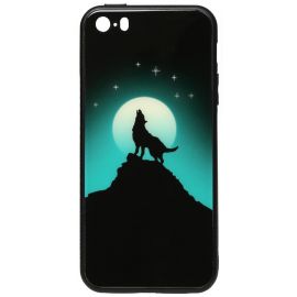 Купить Чехол-накладка TOTO Night Light Print Glass Case Apple iPhone SE/5s/5 Howling Wolf, фото , характеристики, отзывы