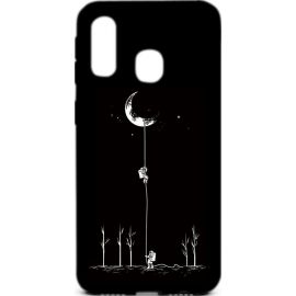 Придбати Чехол-накладка TOTO Cartoon Soft Silicone TPU Case Samsung Galaxy A40 Moon Black, image , характеристики, відгуки