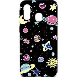 Купить Чехол-накладка TOTO Cartoon Soft Silicone TPU Case Samsung Galaxy A40 Space Planets Black, фото , характеристики, отзывы
