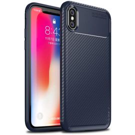 Придбати Чехол-накладка Ipaky Carbon Fiber Series/Soft TPU Case Apple iPhone X Blue, image , характеристики, відгуки