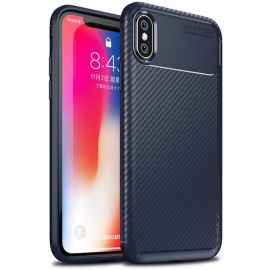 Купить Чехол-накладка Ipaky Carbon Fiber Series/Soft TPU Case Apple iPhone X Blue, фото , характеристики, отзывы