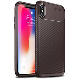 Придбати Чехол-накладка Ipaky Carbon Fiber Series/Soft TPU Case Apple iPhone XS Brown, image , характеристики, відгуки