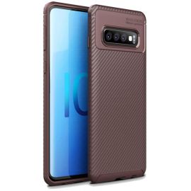 Купить Чехол-накладка Ipaky Carbon Fiber Series/Soft TPU Case Samsung Galaxy S10 Brown, фото , характеристики, отзывы