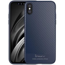 Купить Чехол-накладка Ipaky Carbon Fiber Series/TPU Case With Carbon Fiber Apple iPhone X Blue, фото , характеристики, отзывы