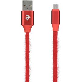 Придбати Кабель 2E Fur USB 2.4 - Micro USB Cable 1m Red, image , характеристики, відгуки