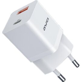 Придбати Сетевое зарядное устройство AWEI PD12 Type-C Charger White, image , характеристики, відгуки