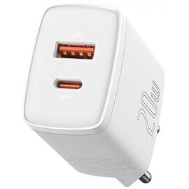 Купить Сетевое зарядное устройство Baseus Compact Quick Charger 20W USB-A/USB-C White, фото , характеристики, отзывы