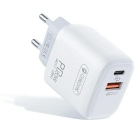 Купить Сетевое зарядное устройство Celebrat C-H3 Type C+USB QC3.0 20W Charger + Type-C Cable White, фото , характеристики, отзывы