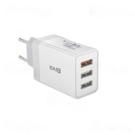 Купить Сетевое зарядное устройство BIVA HC-13 30W 3USB Wall Charger White, фото , характеристики, отзывы