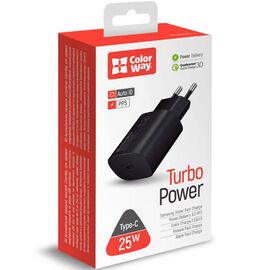 Купить Сетевое зарядное устройство ColorWay Power Delivery Port PPS USB Type-C (25W) Black, фото , характеристики, отзывы