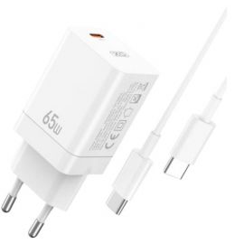 Купить Сетевое зарядное устройство XO L138 30W GaN nitride (1USB-A+1USB-C) fast charging + Type-C cable White, фото , характеристики, отзывы