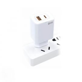 Купить Сетевое зарядное устройство Biva HC-04Q+C 18W USB+Type-C Charger White, фото , характеристики, отзывы