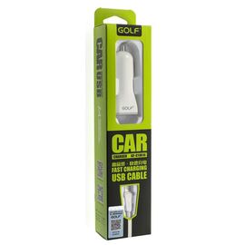 Купить Автомобильное зарядное устройство GOLF GF-C1 Car charger + Lightning cable 1USB 1A White, фото , характеристики, отзывы