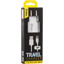 Придбати Сетевое зарядное устройство INKAX CD-08 Travel charger + Lightning cable 1USB 1A White, image , характеристики, відгуки