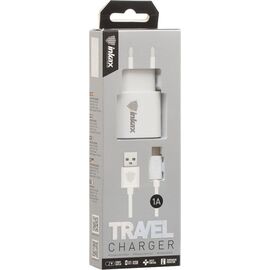 Придбати Сетевое зарядное устройство INKAX CD-08 Travel charger + Type-C cable 1USB 1A White, image , характеристики, відгуки