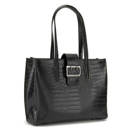 Купить Кожаная черная сумка под рептилию Firenze Italy F-IT-7607A, фото , характеристики, отзывы