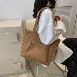 Купить Вельветовый вместительный бежевий шоппер Lilly P2-1468B, фото , характеристики, отзывы