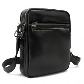 Купить Мессенджер кожанный черный Tiding Bag 8713A, фото , характеристики, отзывы