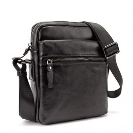 Придбати Месенджер класичний в гладкій шкірі чорний Tiding Bag 8717A-1, image , характеристики, відгуки